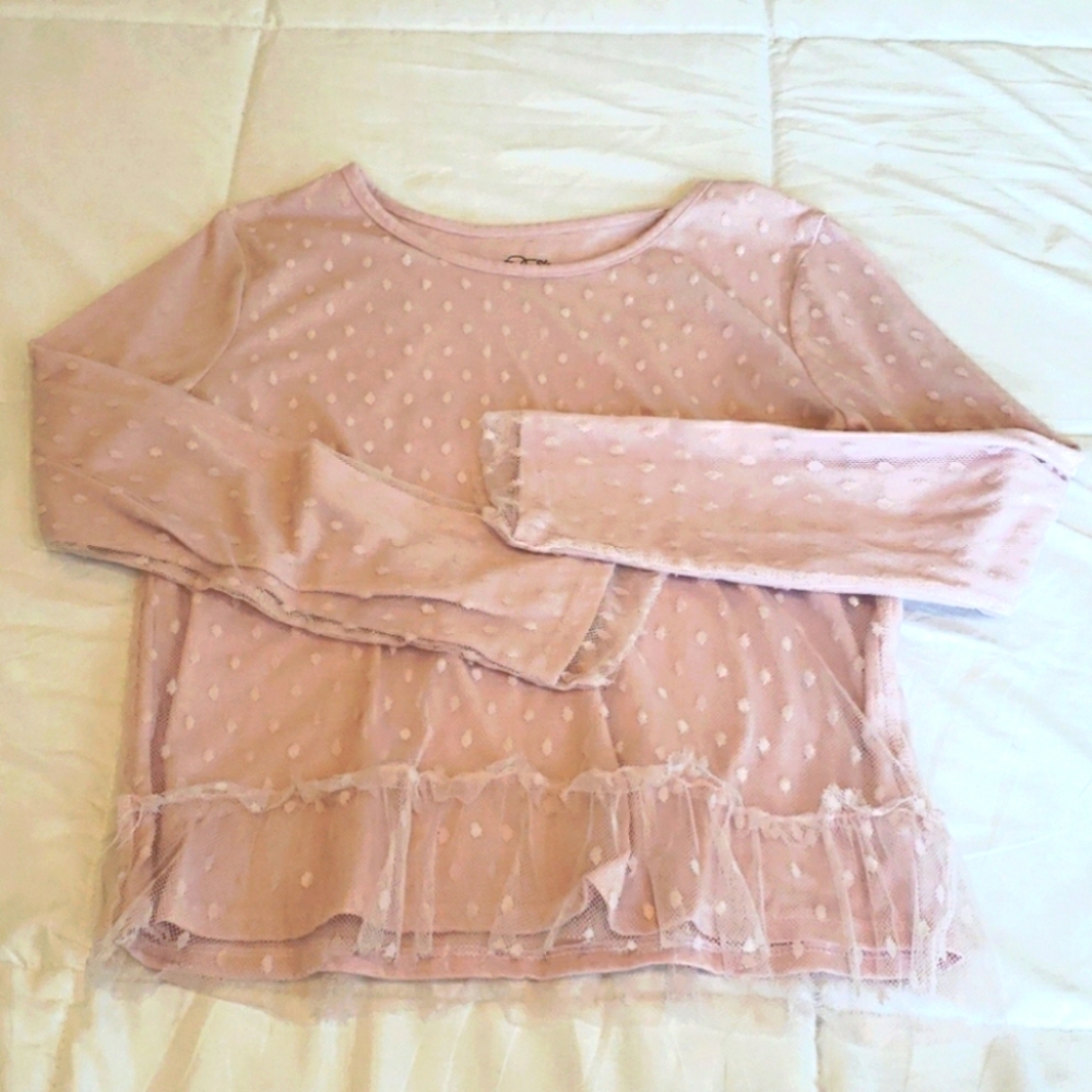 Long sleeve tee with lace overlay